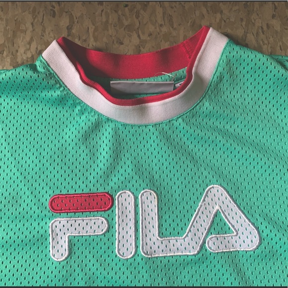 (SMALL) Green & Pink FILA T-Shirt Dress - Picture 1 of 4